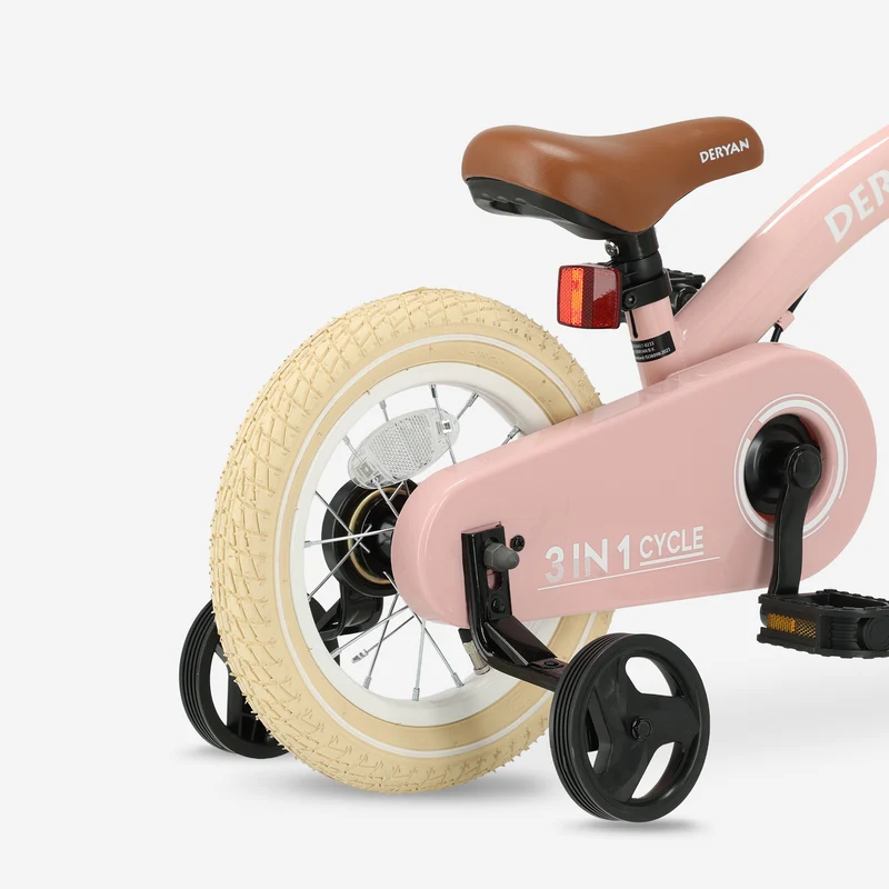 Luxus Kinderfahrrad 12 Zoll - 3 in 1 - Laufrad Rosa