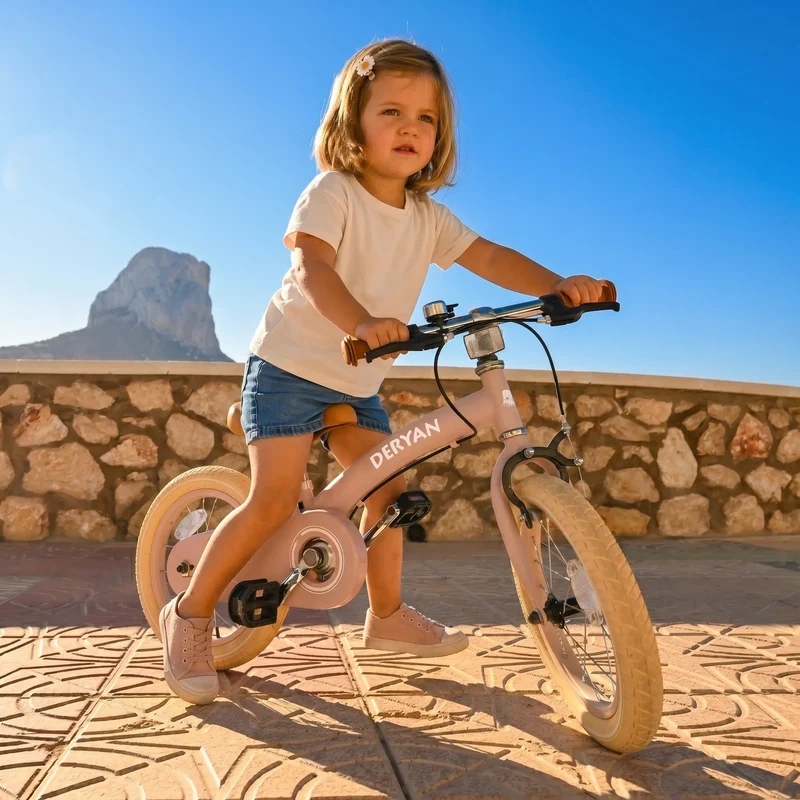 Luxus Kinderfahrrad 14 Zoll - 3 in 1 - Laufrad - Rosa