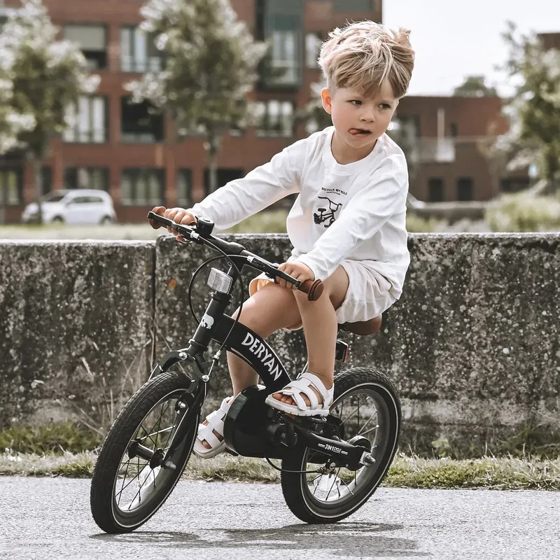 Luxus Kinderfahrrad 14 Zoll - 3 in 1 - Laufrad Schwarz