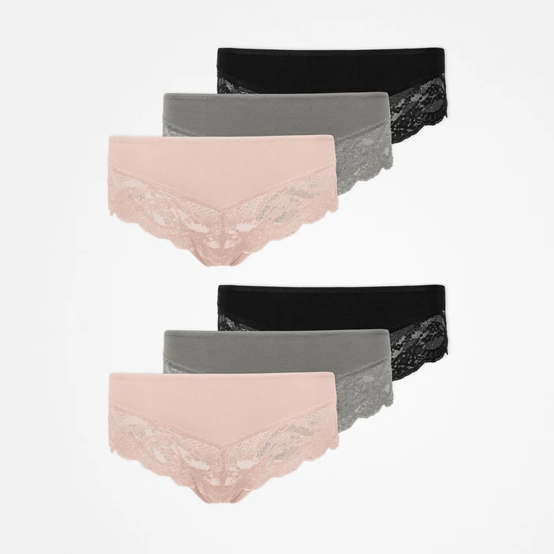 Hipster Panties mit Spitze | Mix (Apricot/Grün/Schwarz)