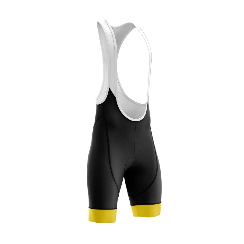 Black Cycling Bib Shorts with Yellow Detail