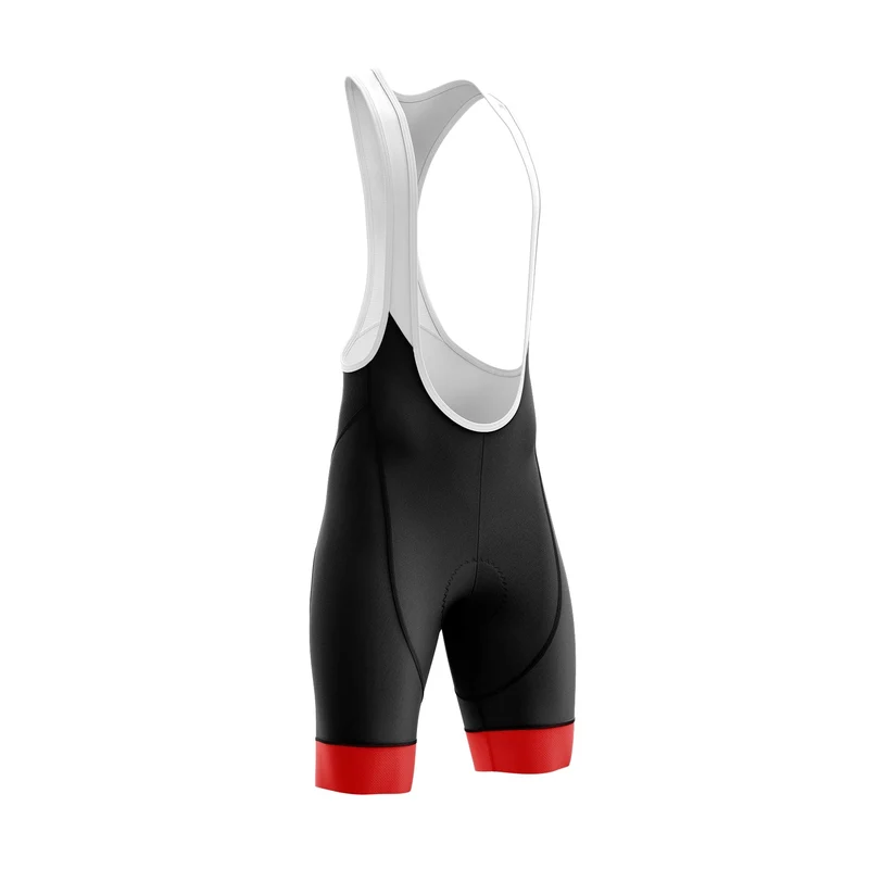 Black Cycling Bib Shorts with Red Detail