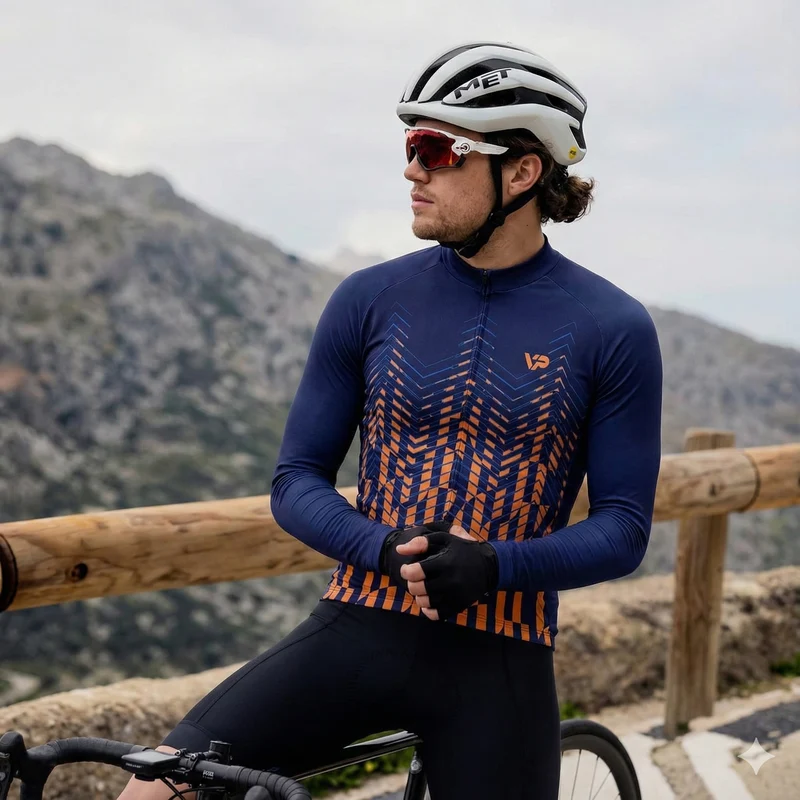 Blue Long Sleeve Cycling Jersey VP4