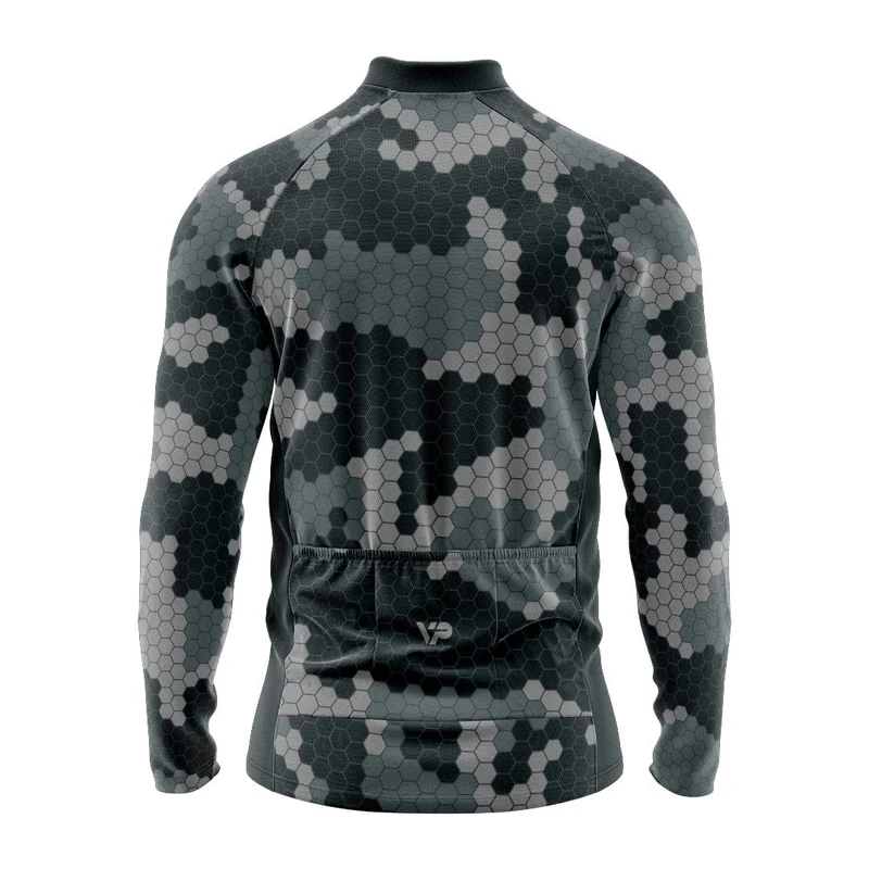 Grey Camouflage Long Sleeve Cycling Jersey