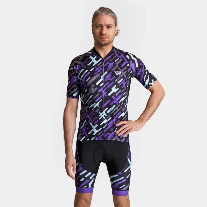 Men Purple Pattern Cycling Jersey