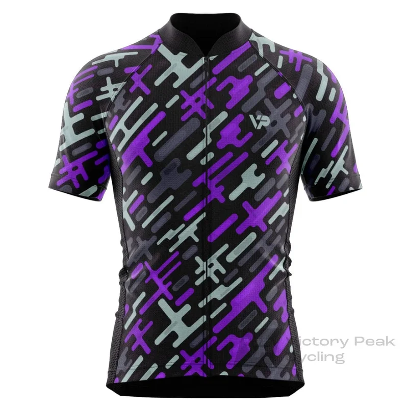 Men Purple Pattern Cycling Jersey