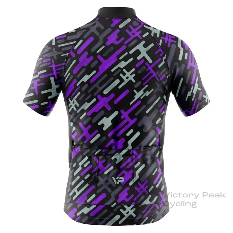 Men Purple Pattern Cycling Jersey