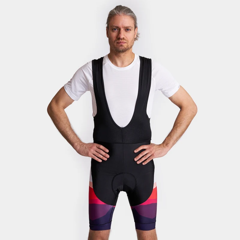 Mountains Cycling Bib Shorts - Burgundy