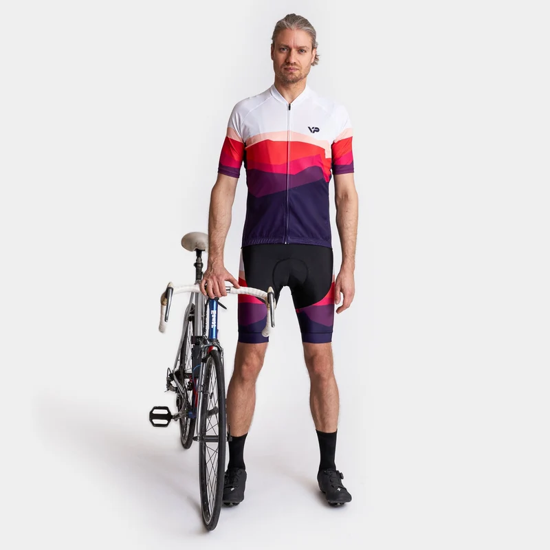 Mountains Cycling Bib Shorts - Burgundy