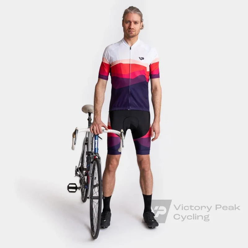 Mountains Cycling Jersey - Burgundy