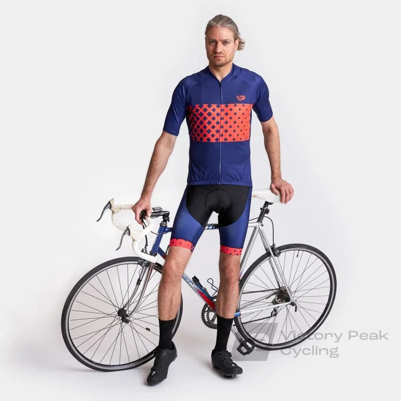 Blue Cycling Bib Shorts VP9 - Red Detail