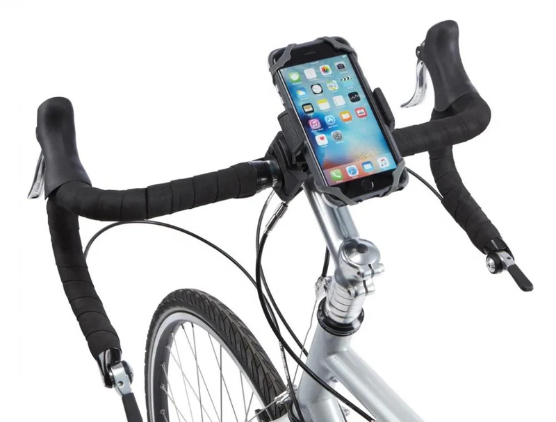 Thule Pack 'n Pedal Smartphone-Halterung für Fahrräder, schwarz, kompatibel mit nahezu allen Smartphones, 360° drehbar, einfacher Zugang zu Anschlüssen und Knöpfen, inklusive Lenkeradapter
