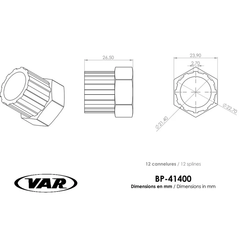 VAR Kompaktinnenlagerwerkzeug BP-41400 für Campagnolo Record, Chorus & Athena - Präzises Innenlager-Werkzeug