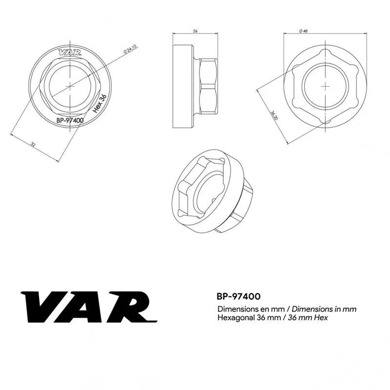 VAR Verschlussringe Innenlagerwerkzeug BP-97400 YAMAHA PW-SE/PW-TE 36 mm - Präzises E-Bike-Montagewerkzeug