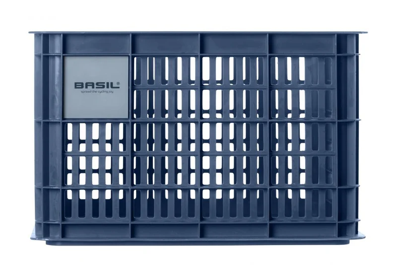 Basil Transportkorb Crate M Bluestone 29 Liter - robuster Fahrradkorb aus Kunststoff - stapelbar wetterfest mit MIK-Adapterplatte kompatibel - Adapterplatte