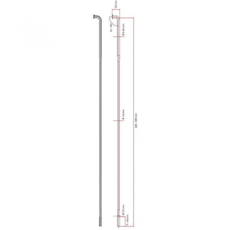 DT Swiss Speiche Alpine III 2.34 / 1.8 / 2.0 280 mm silber - extrem robuste E-Bike & Tandem-Speiche