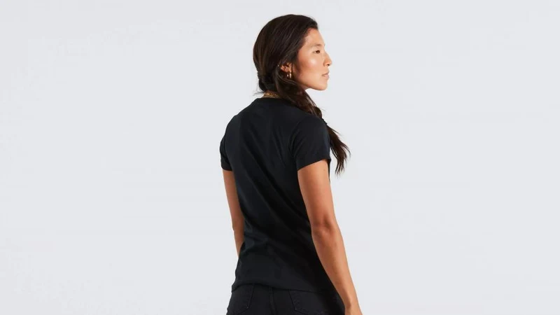 Damen T-Shirt mit Logo - Kurzarm Schwarz Größe XS - Bekleidung