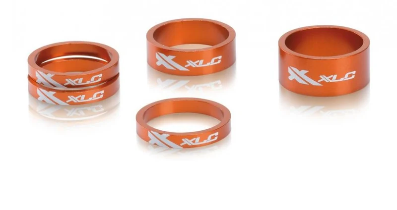 XLC A-Head Spacer-Set AS-A02 3 x 5, 1 x 10, 1 x 15mm, 1 1/8" orange