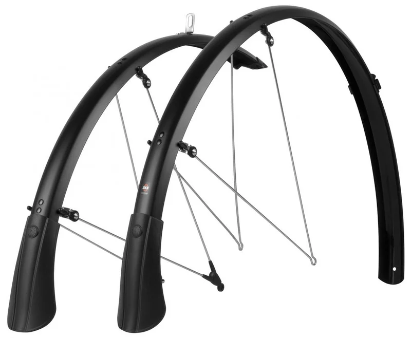 SKS Bluemels Matt 28" Schutzblech-Set, schwarz, 45 mm breit, für 28" Reifen (28-38 mm), robuste Aluminium-Kunststoff-Sandwichkonstruktion, ASR-Sicherheitssystem, inkl. Edelstahlstreben und Montagematerial