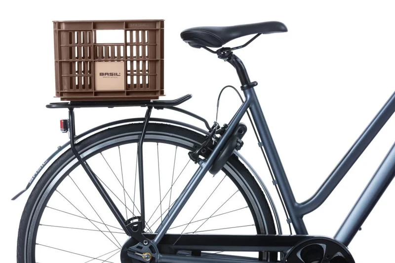 Basil Crate S Fahrradkiste - 17 - Fahrradkorb - 5 Liter braun recycelter Kunststoff für Front- oder Heckträger kompakt und robust - V.R.-Korb