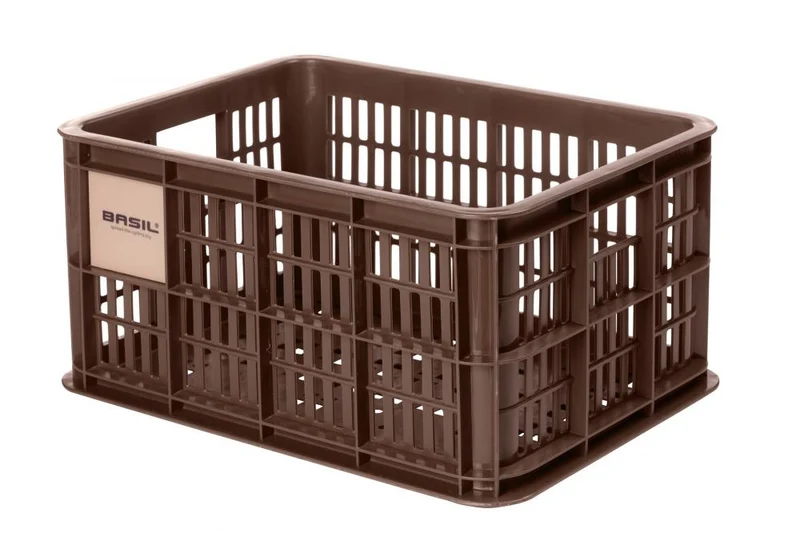 Basil Crate S Fahrradkiste - 17 - Fahrradkorb - 5 Liter braun recycelter Kunststoff für Front- oder Heckträger kompakt und robust - V.R.-Korb