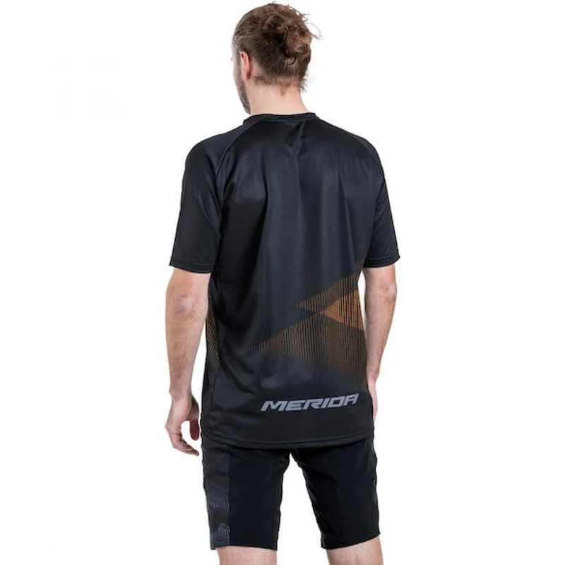 Merida Trikot MTB STRIPE S Schwarz/orange - robustes MTB-Trikot für Trail und Tour