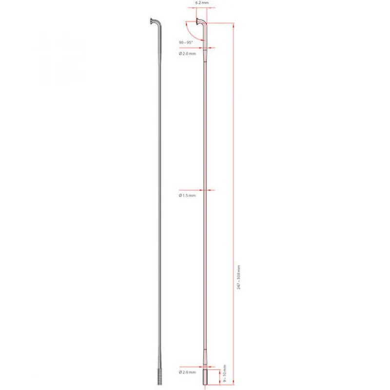 DT Swiss Speiche Revolution 2.0/1.5 VE500 schwarz 262 mm - ultraleichte J-Bend-Speiche
