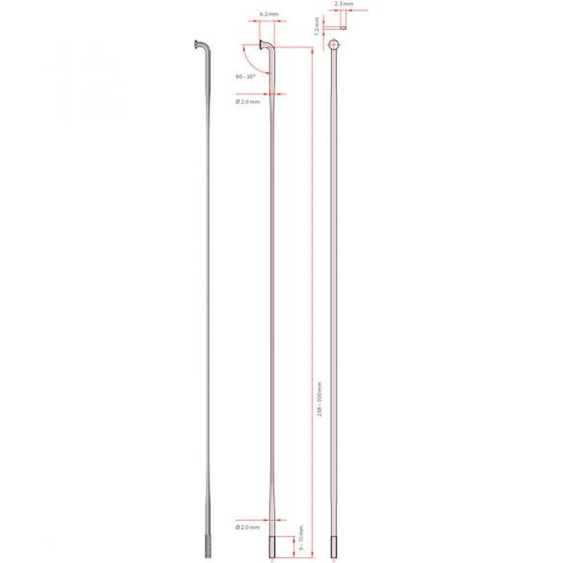 DT Swiss Speiche Aero Comp 2.0 / 2.3 / 1.2 290 mm schwarz - aerodynamische Hochleistungs-Speiche