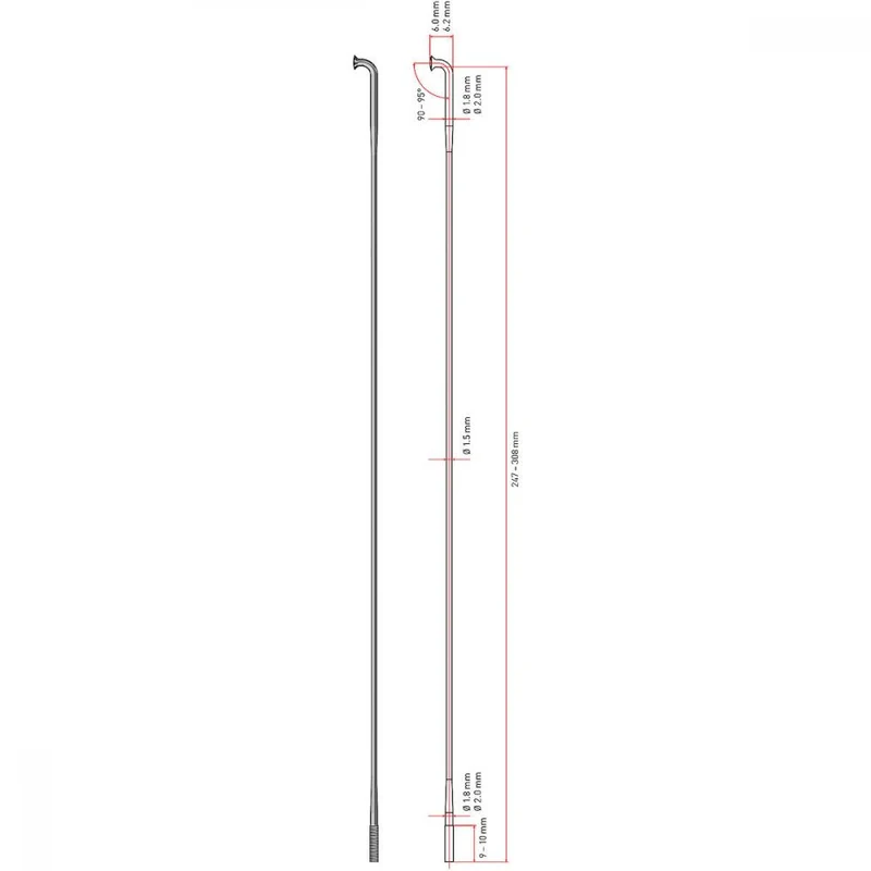 DT Swiss Speiche Revolution 2.0/1.5 VE100 schwarz 290 mm - ultraleichte Laufrad-Performance