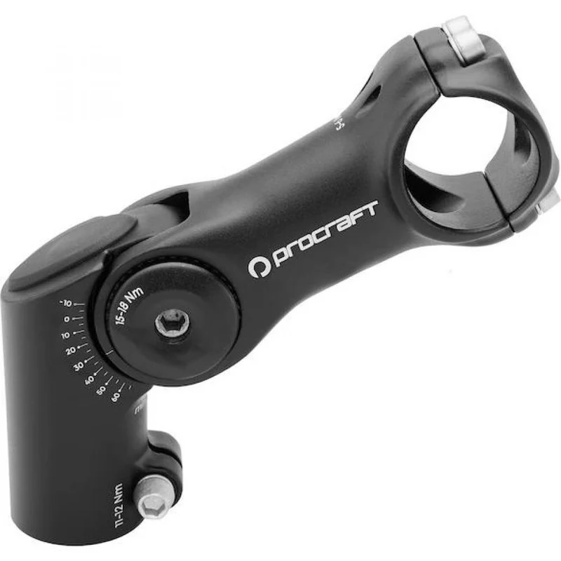 Procraft Vorbau Adjustable Pro -10° bis 60° / 31,8 mm Schwarz - einstellbarer Fahrradvorbau mit ergonomischer Abstimmung
