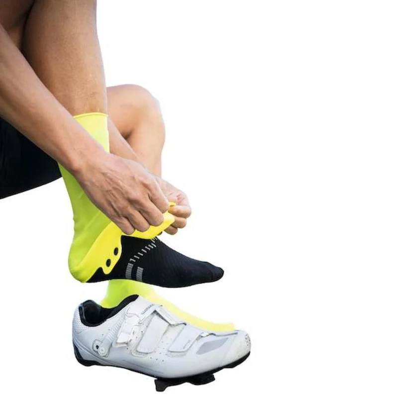 VeloToze Silicone Snap Road Überschuhe M (40,5-42,5) - Neongelb, wind- und wasserdicht