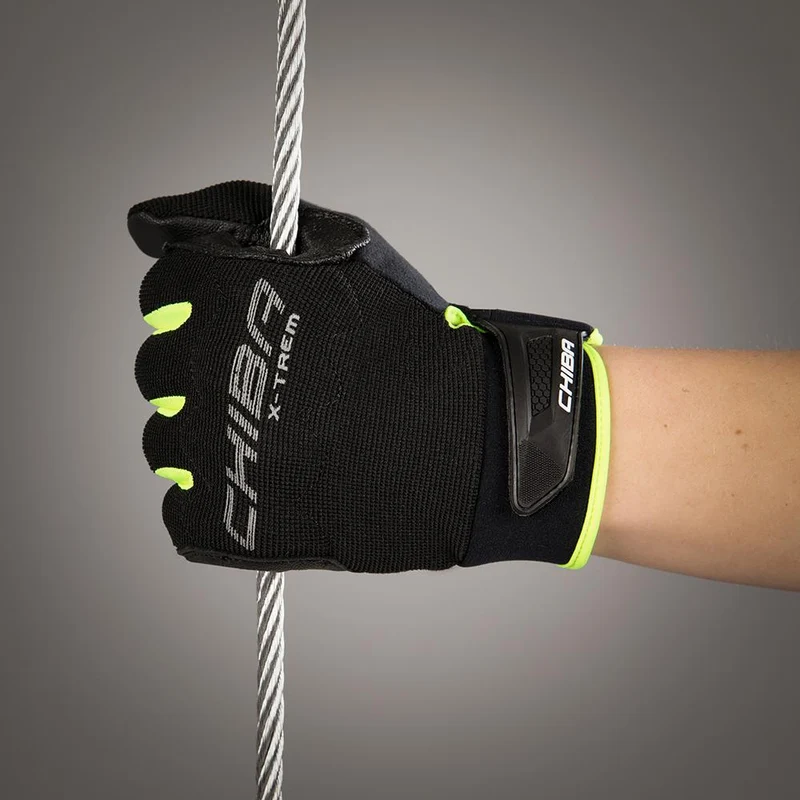 CHIBA Via Ferrata Absolut - Radhandschuhe XXL schwarz/neongelb, Touchfinger, Knöchelschutz