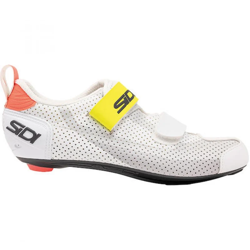 Sidi T-5 Air grey/white/yellow 43 grau/weiß/gelb - triathlonspezifischer Rennradschuh mit Carbonsohle