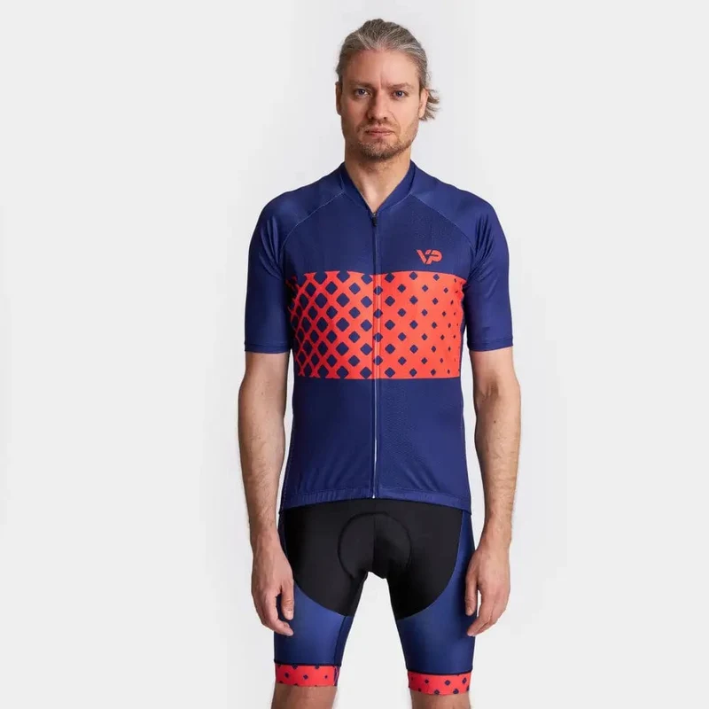 Blue Cycling Jersey VP9 - Red Detail