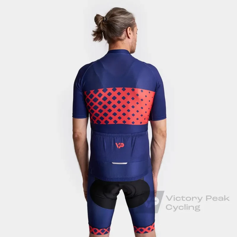 Blue Cycling Jersey VP9 - Red Detail