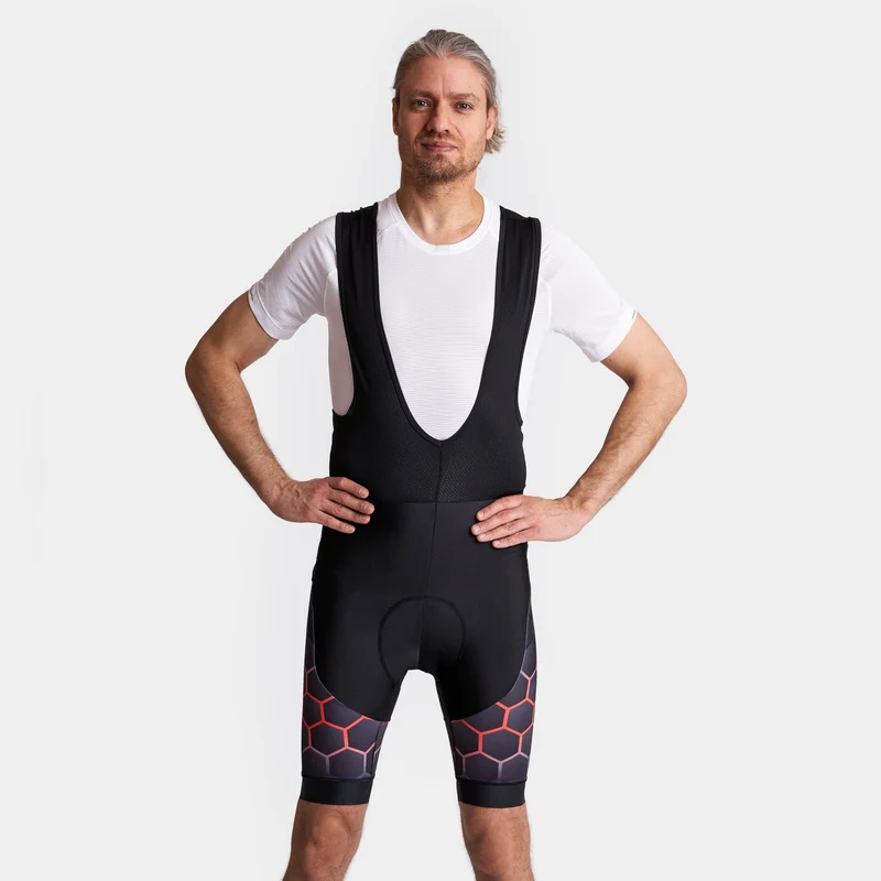 Hexagon Cycling Bib Shorts - Orange