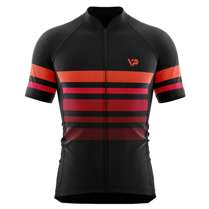Black Cycling Jersey VP2 Red Lines