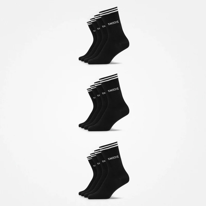 Hohe Sportsocken mit Streifen | Schwarz