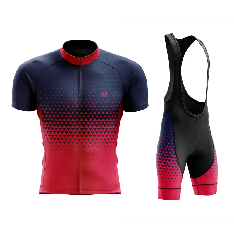 Men's Blue Red Gradient Cycling Jersey or Bibs