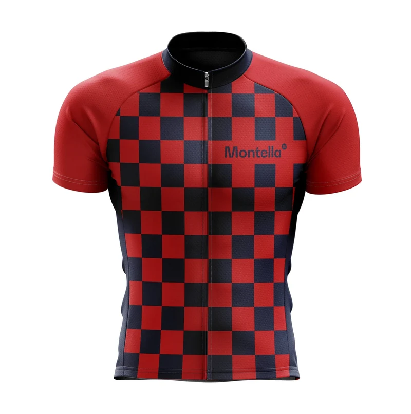 Men's Red Squares Cycling Jersey