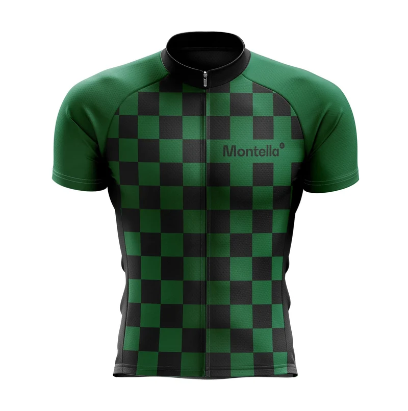 Men's Green Squares Cycling Jersey