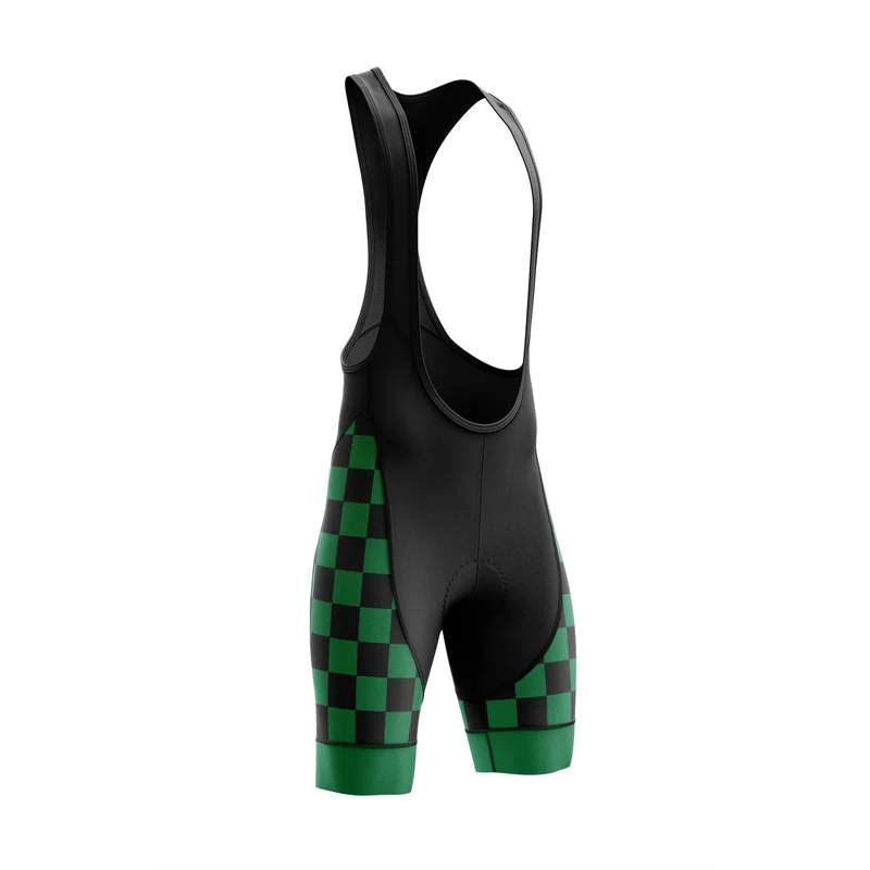 Men's Green Squares Cycling Bib Shorts