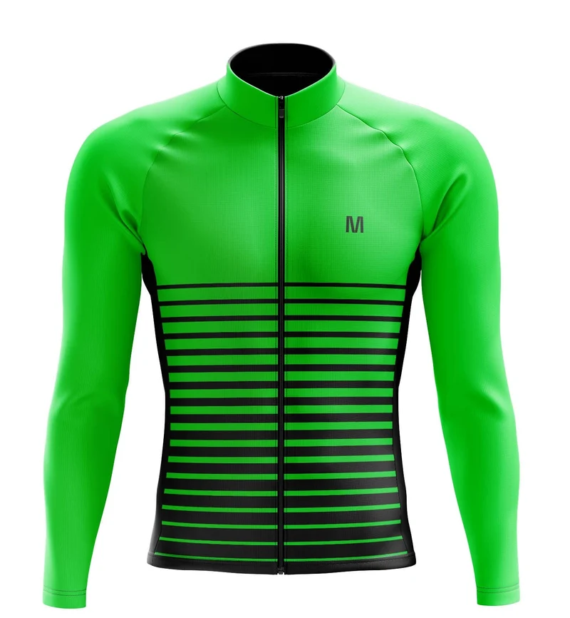 Men's Green Neon Long Sleeve Cycling Jersey