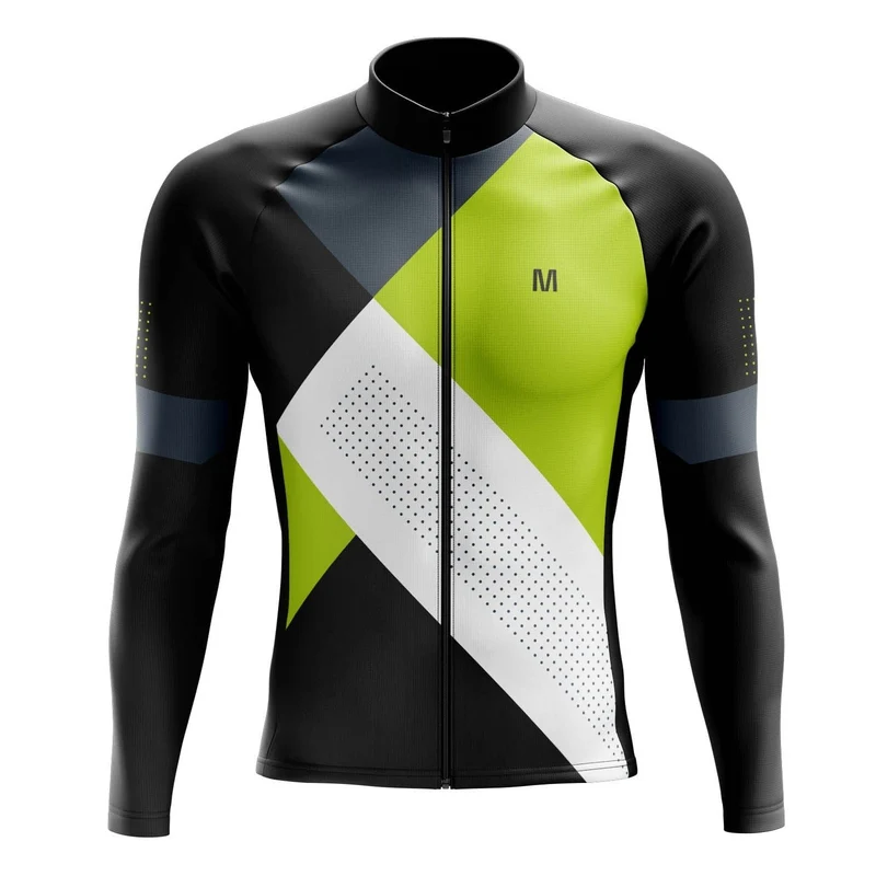Men's Green Flex Long Sleeve Cycling Jersey