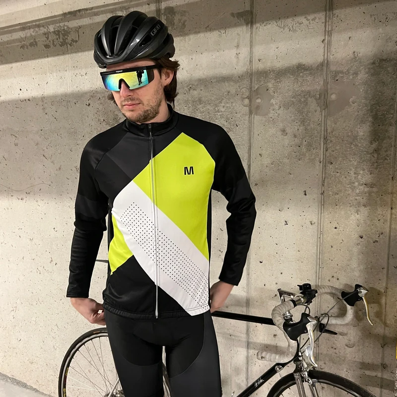 Men's Green Flex Long Sleeve Cycling Jersey