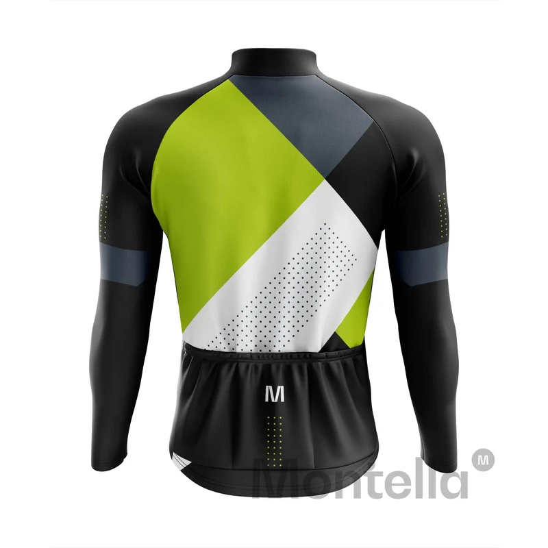 Men's Green Flex Long Sleeve Cycling Jersey