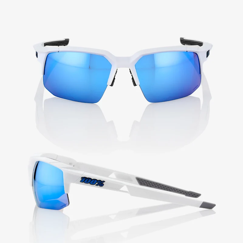 SPEEDCOUPE - Matte White - HiPER Blue Multilayer Mirror Lens
