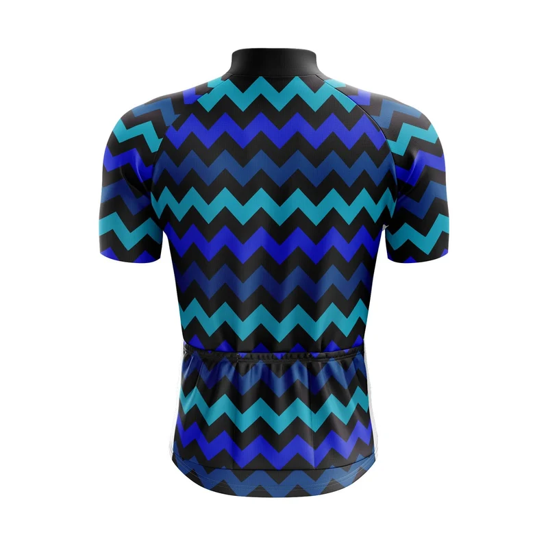 Men's Blue Zig Zag Cycling Jersey