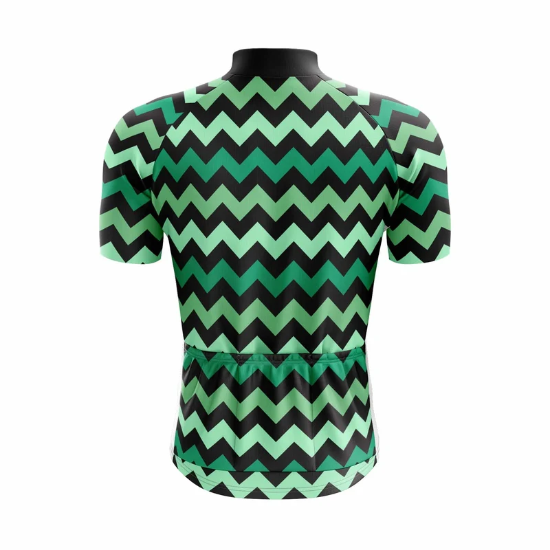 Men's Green Zig Zag Cycling Jersey