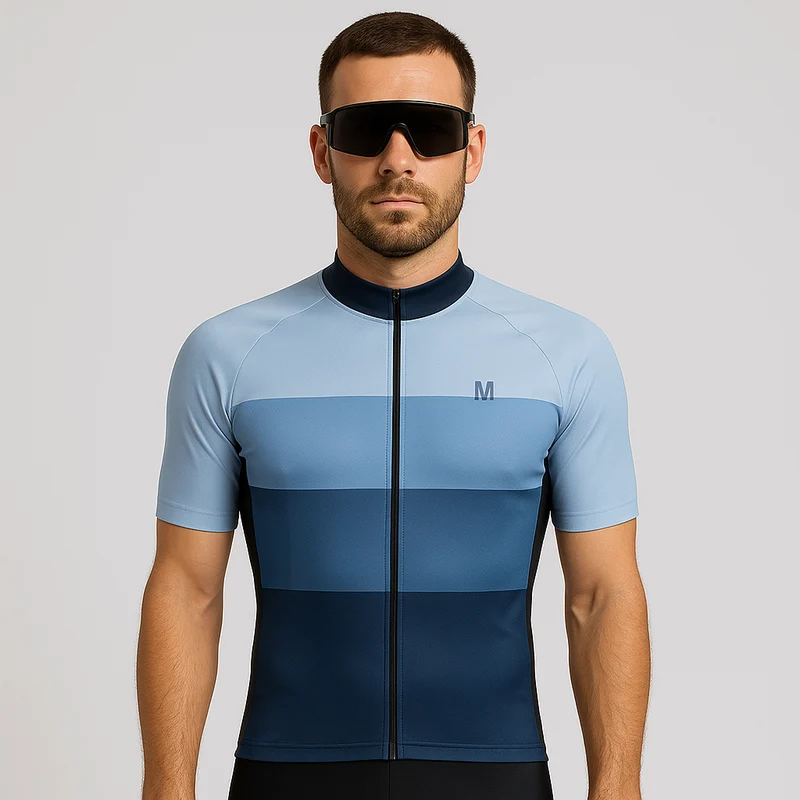 Men's Blue Match Cycling Jersey